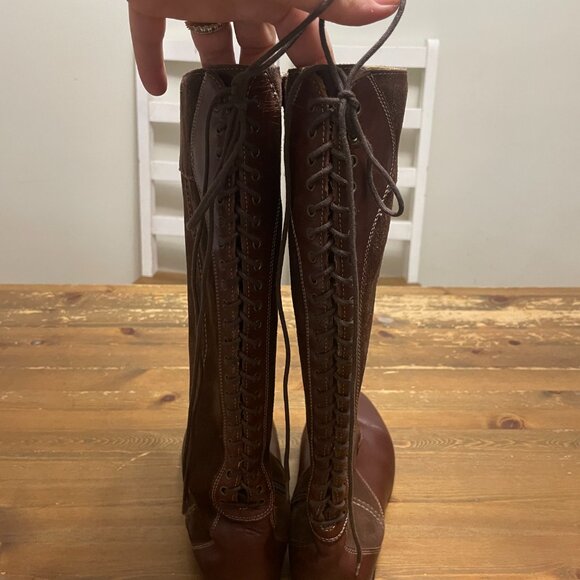 1958 Hush Puppies Genuine Leather and Suede Style Lace Up Boot Women's Size 6.5 - Picture 3 of 13